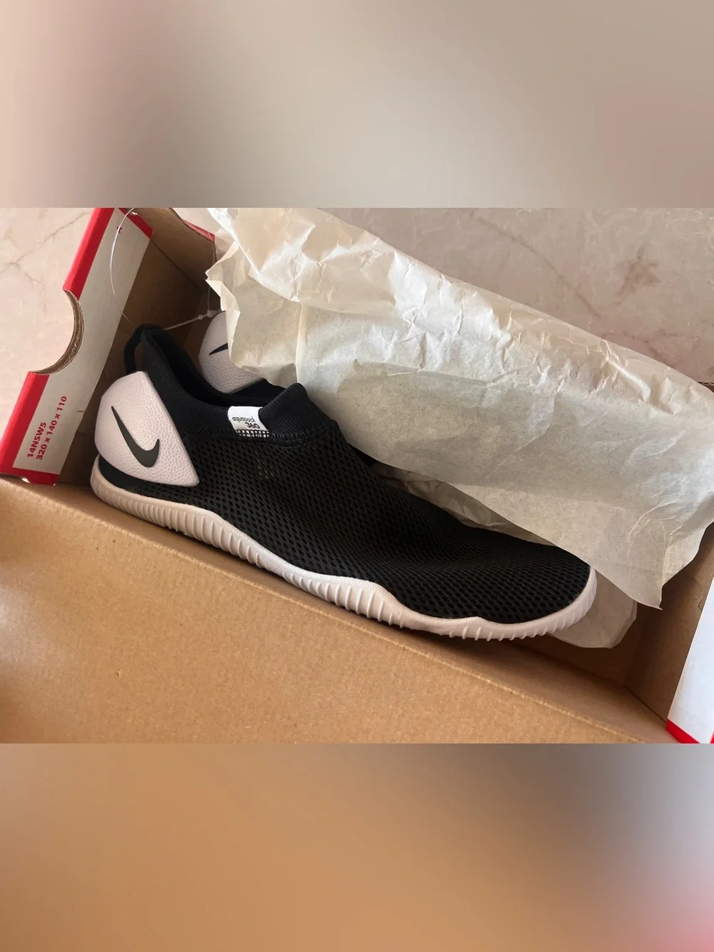 Nike Aqua Sock 360 Slip-On in Black and White